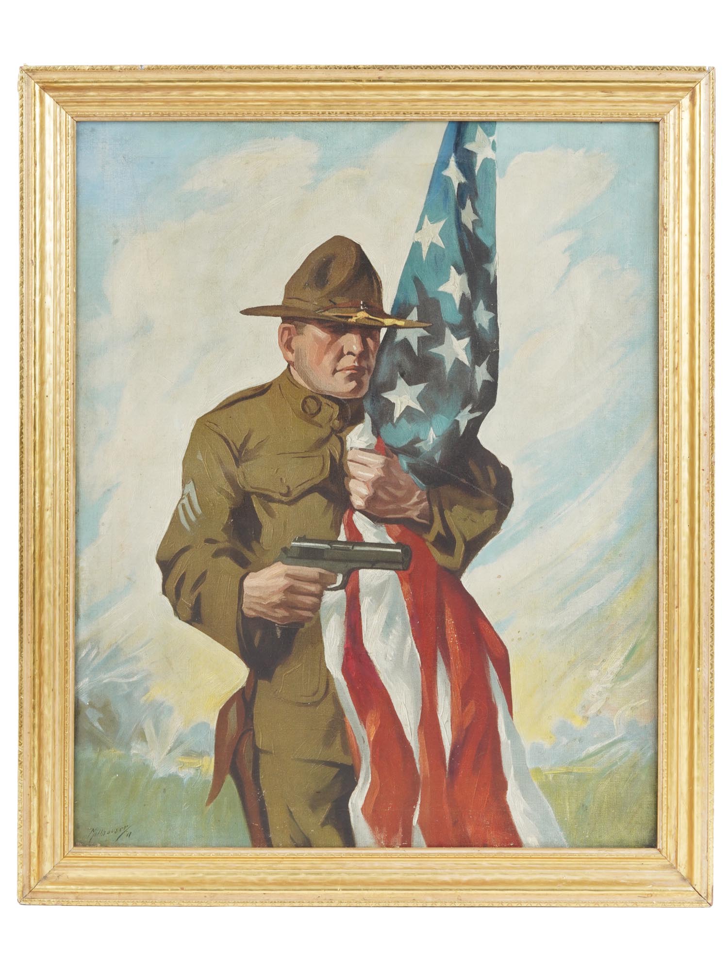 AMERICAN PATRIOTIC PAINTING ATTR TO H L MILLHOUSER PIC-0